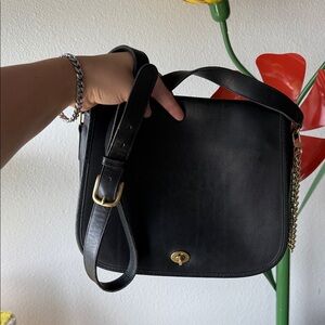 Vintage Coach Black Leather Crossbody Bag